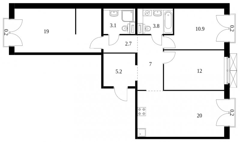 3-комнатная квартира с полной отделкой, 84.3 м2, 3 этаж, сдача 3 квартал 2023 г., ЖК Середневский лес, корпус 1.2 - объявление 1594665 - фото №1