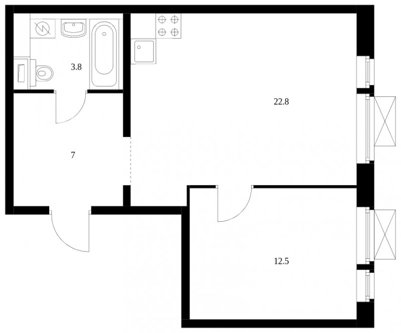 1-комнатная квартира с полной отделкой, 46.1 м2, 14 этаж, сдача 2 квартал 2023 г., ЖК Волжский парк, корпус 3.1 - объявление 1534787 - фото №1