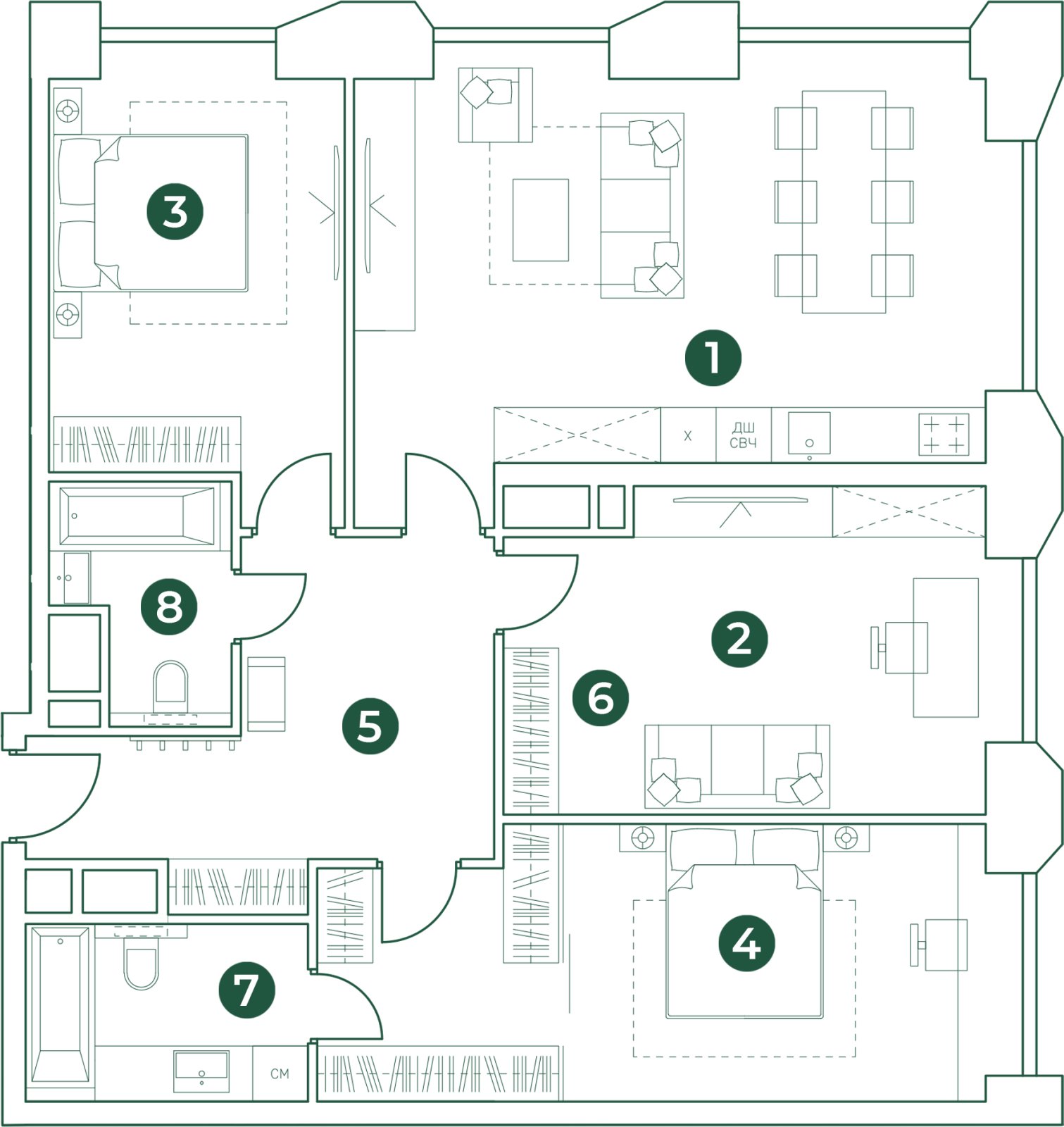 4-комнатная квартира (евро) с полной отделкой, 113.2 м2, 24 этаж, дом сдан, ЖК Эко-квартал VERY, корпус 1 - объявление 2394273 - фото №1