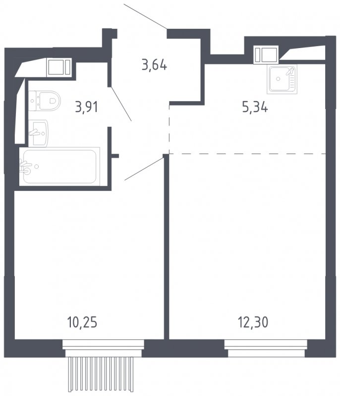 2-комнатная квартира с полной отделкой, 35.44 м2, 9 этаж, сдача 3 квартал 2023 г., ЖК Мытищи Парк, корпус 2 - объявление 1568843 - фото №1