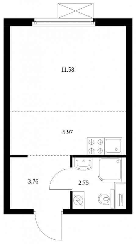 Студия с полной отделкой, 24.06 м2, 25 этаж, сдача 2 квартал 2024 г., ЖК Матвеевский Парк, корпус 1.1 - объявление 1689744 - фото №1