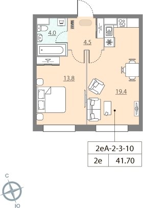 1-комнатная квартира без отделки, 36.7 м2, 15 этаж, дом сдан, ЖК ЗИЛАРТ, корпус 13 - объявление 2301041 - фото №1