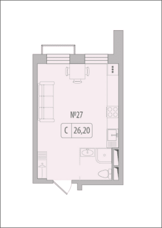 Студия с полной отделкой, 25.8 м2, 7 этаж, дом сдан, ЖК Легендарный Квартал на Березовой  аллее, корпус 2 - объявление 1702488 - фото №1
