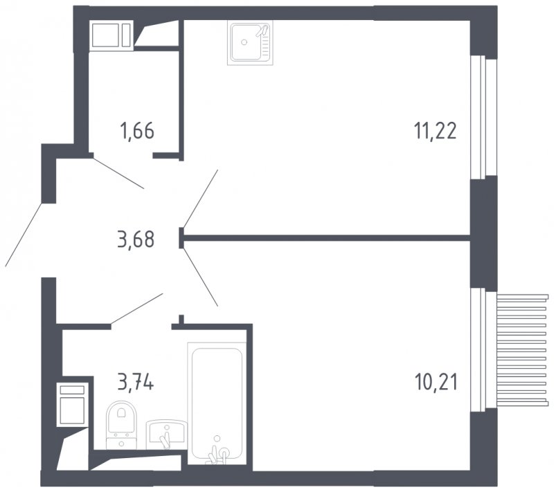 1-комнатная квартира с полной отделкой, 30.51 м2, 11 этаж, сдача 3 квартал 2023 г., ЖК Мытищи Парк, корпус 2 - объявление 1603558 - фото №1