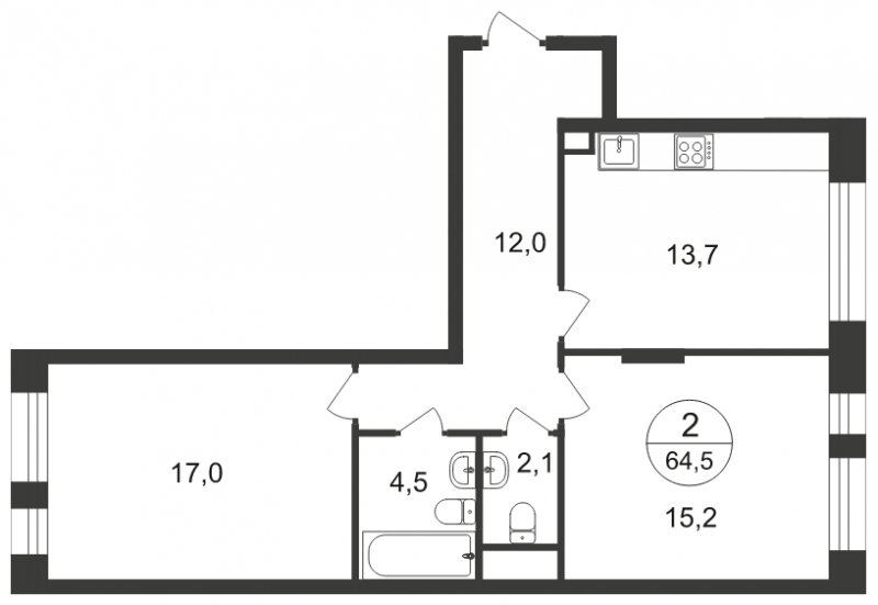 2-комнатная квартира с полной отделкой, 64.5 м2, 1 этаж, сдача 4 квартал 2024 г., ЖК город-парк Переделкино Ближнее, корпус 16-2 - объявление 1960524 - фото №1
