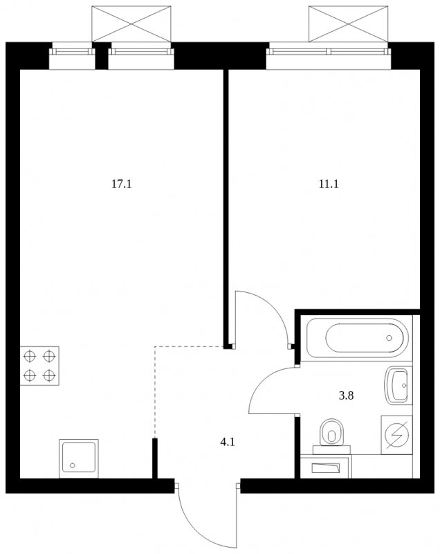 1-комнатная квартира с полной отделкой, 36.1 м2, 28 этаж, сдача 2 квартал 2023 г., ЖК Второй Нагатинский, корпус 3 - объявление 1766964 - фото №1