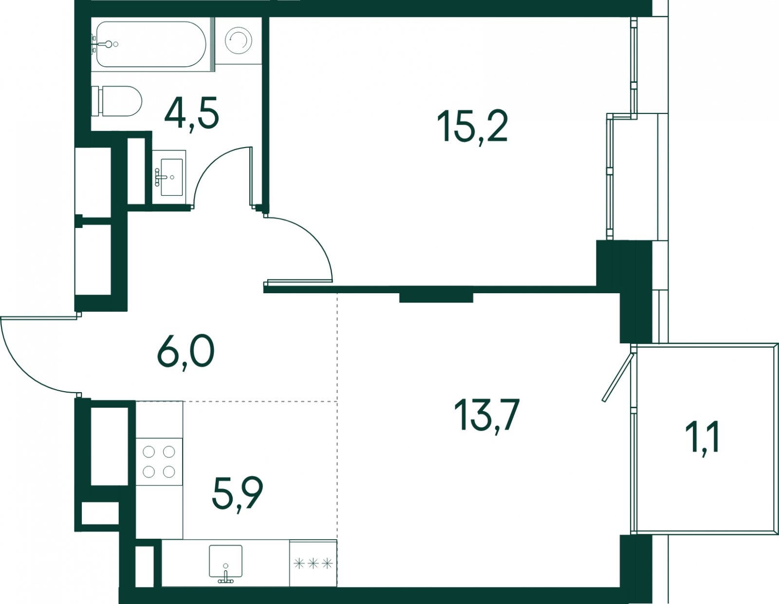 1-комнатная квартира без отделки, 46.4 м2, 3 этаж, сдача 2 квартал 2025 г., ЖК Клубный город на реке Primavera, корпус 6 квартала "Vivaldi" - объявление 2046717 - фото №1
