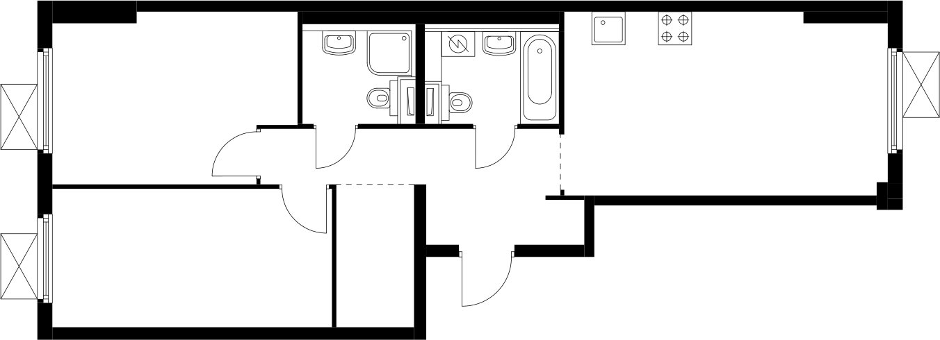 2-комнатная квартира с полной отделкой, 62.91 м2, 2 этаж, сдача 3 квартал 2025 г., ЖК Середневский лес, корпус 4.2 - объявление 2368015 - фото №1