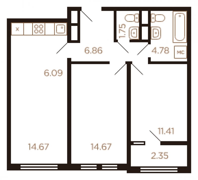 3-комнатная квартира с полной отделкой, 62 м2, 5 этаж, дом сдан, ЖК Миниполис Рафинад, корпус 10 - объявление 1464141 - фото №1