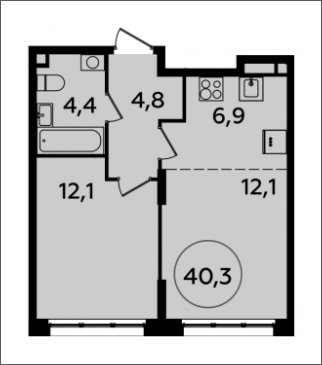 2-комнатная квартира (евро) с полной отделкой, 40.3 м2, 2 этаж, сдача 2 квартал 2024 г., ЖК Испанские кварталы, корпус 8.2 - объявление 1633610 - фото №1