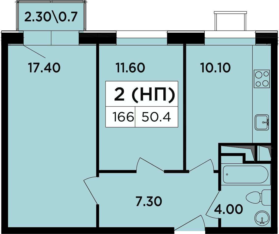 2-комнатные апартаменты 47.9 м2, 9 этаж, дом сдан, ЖК Легендарный Квартал на Березовой  аллее, корпус 5 - объявление 2349150 - фото №1