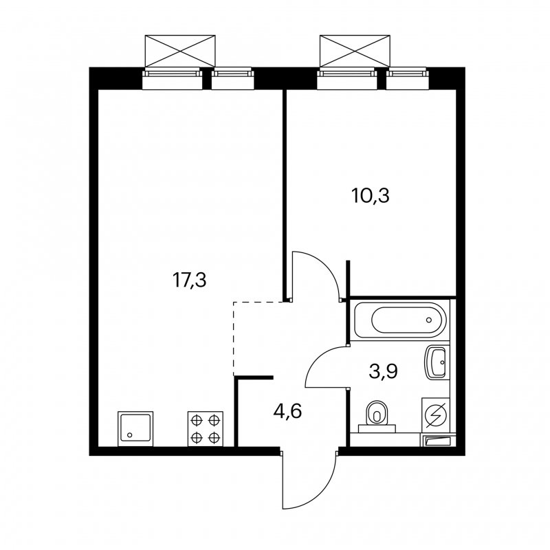 1-комнатная квартира с полной отделкой, 35.6 м2, 2 этаж, сдача 3 квартал 2022 г., ЖК Середневский лес, корпус 1.5 - объявление 1772845 - фото №1