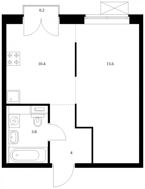 1-комнатная квартира с полной отделкой, 34 м2, 19 этаж, сдача 2 квартал 2023 г., ЖК Мещерский лес, корпус 8.1 - объявление 1757864 - фото №1
