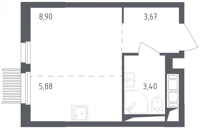 1-комнатная квартира с полной отделкой, 21.85 м2, 3 этаж, сдача 2 квартал 2023 г., ЖК Мытищи Парк, корпус 1 - объявление 1747690 - фото №1