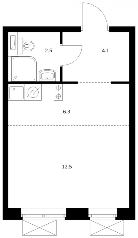 Студия с полной отделкой, 25.4 м2, 30 этаж, сдача 2 квартал 2023 г., ЖК Второй Нагатинский, корпус 3 - объявление 1558413 - фото №1