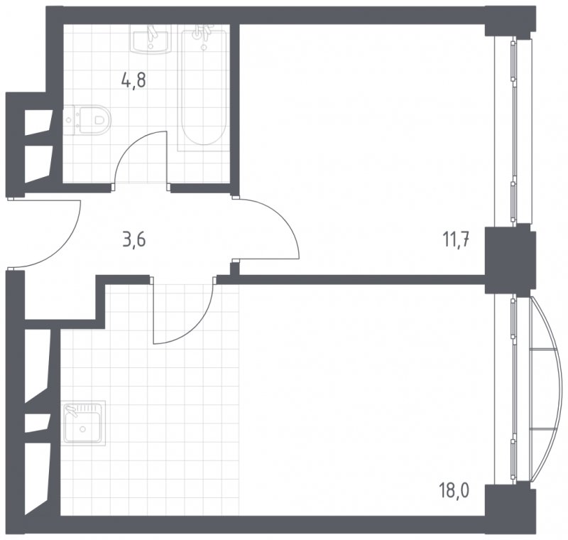 1-комнатная квартира с полной отделкой, 38.1 м2, 15 этаж, сдача 4 квартал 2022 г., ЖК Новоданиловская 8, корпус 2 - объявление 1712875 - фото №1