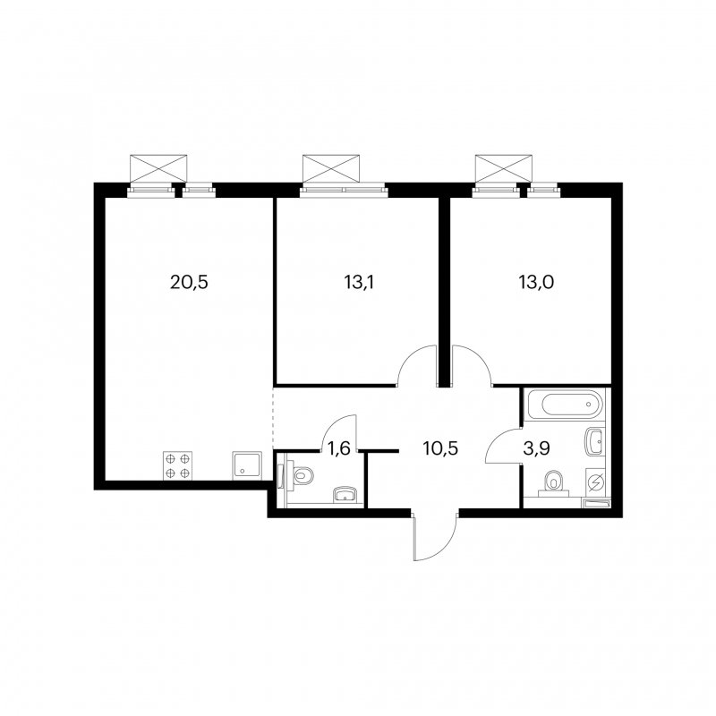 2-комнатная квартира с полной отделкой, 62.4 м2, 28 этаж, сдача 3 квартал 2022 г., ЖК Просторная 7, корпус 1 - объявление 1606314 - фото №1