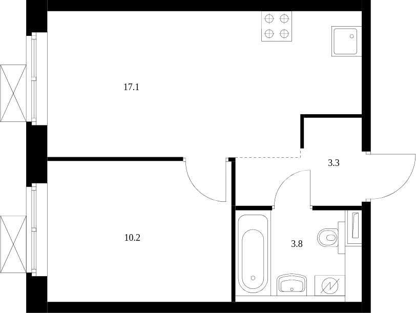1-комнатная квартира с полной отделкой, 34 м2, 33 этаж, сдача 2 квартал 2023 г., ЖК Бусиновский парк, корпус 2.1 - объявление 1984939 - фото №1