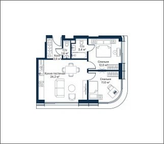 2-комнатная квартира с частичной отделкой, 55.8 м2, 18 этаж, дом сдан, ЖК City Bay, корпус Atlantic Ocean 2 - объявление 1934839 - фото №1