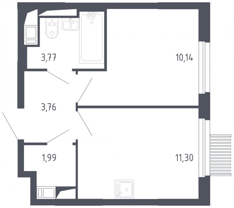 1-комнатная квартира с полной отделкой, 30.96 м2, 2 этаж, сдача 3 квартал 2023 г., ЖК Мытищи Парк, корпус 2 - объявление 1691642 - фото №1