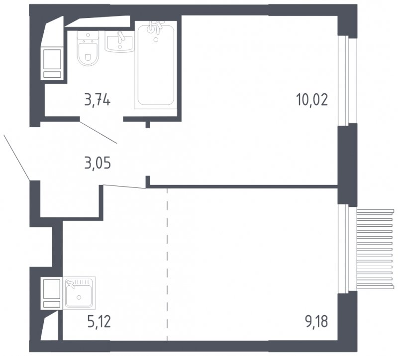 2-комнатная квартира с полной отделкой, 31.11 м2, 13 этаж, сдача 3 квартал 2023 г., ЖК Мытищи Парк, корпус 2 - объявление 1568820 - фото №1