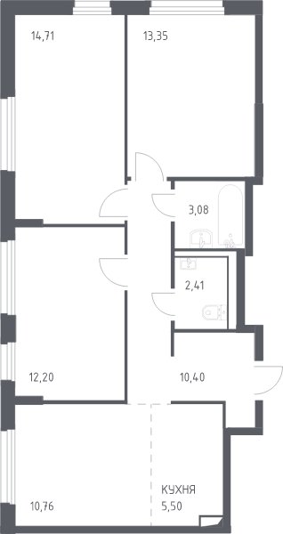 4-комнатная квартира с полной отделкой, 72.4 м2, 13 этаж, сдача 4 квартал 2023 г., ЖК Остафьево, корпус 11.2 - объявление 2066714 - фото №1