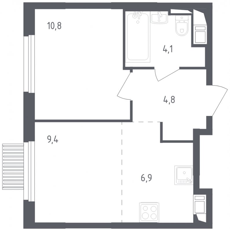 2-комнатная квартира с полной отделкой, 36 м2, 2 этаж, сдача 2 квартал 2024 г., ЖК Мытищи Парк, корпус 3 - объявление 1822044 - фото №1