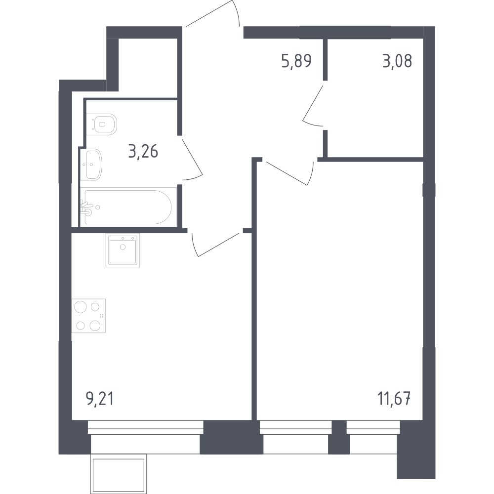 1-комнатные апартаменты с полной отделкой, 33.53 м2, 5 этаж, сдача 2 квартал 2024 г., ЖК Тропарево Парк, корпус 2.1 - объявление 2204677 - фото №1