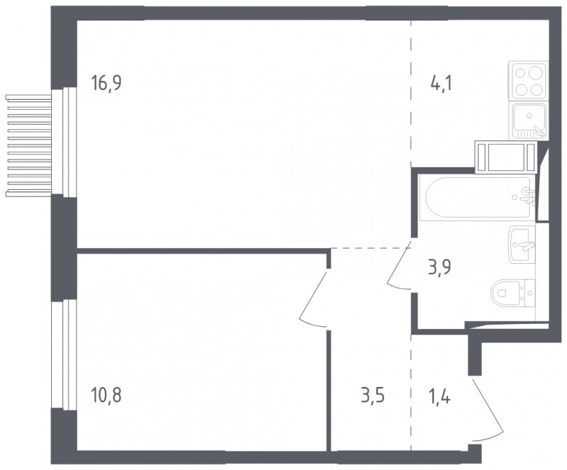 2-комнатная квартира с полной отделкой, 40.6 м2, 17 этаж, сдача 2 квартал 2025 г., ЖК Мытищи Парк, корпус 4 - объявление 1823573 - фото №1