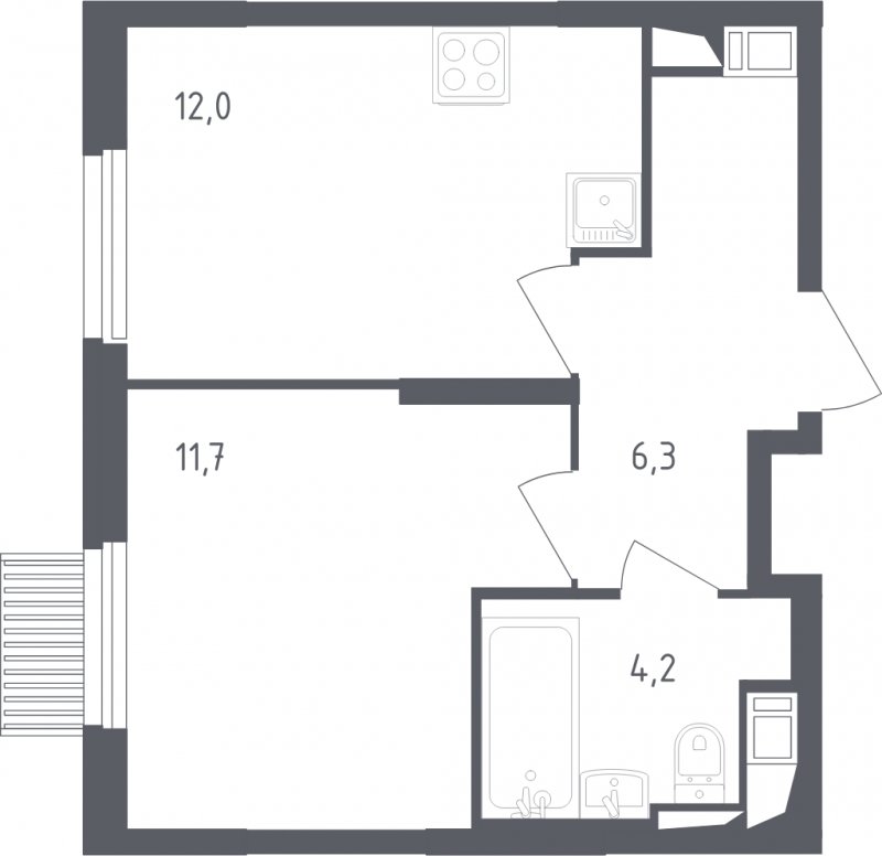 1-комнатная квартира с полной отделкой, 34.2 м2, 15 этаж, сдача 2 квартал 2024 г., ЖК Мытищи Парк, корпус 3 - объявление 1974523 - фото №1