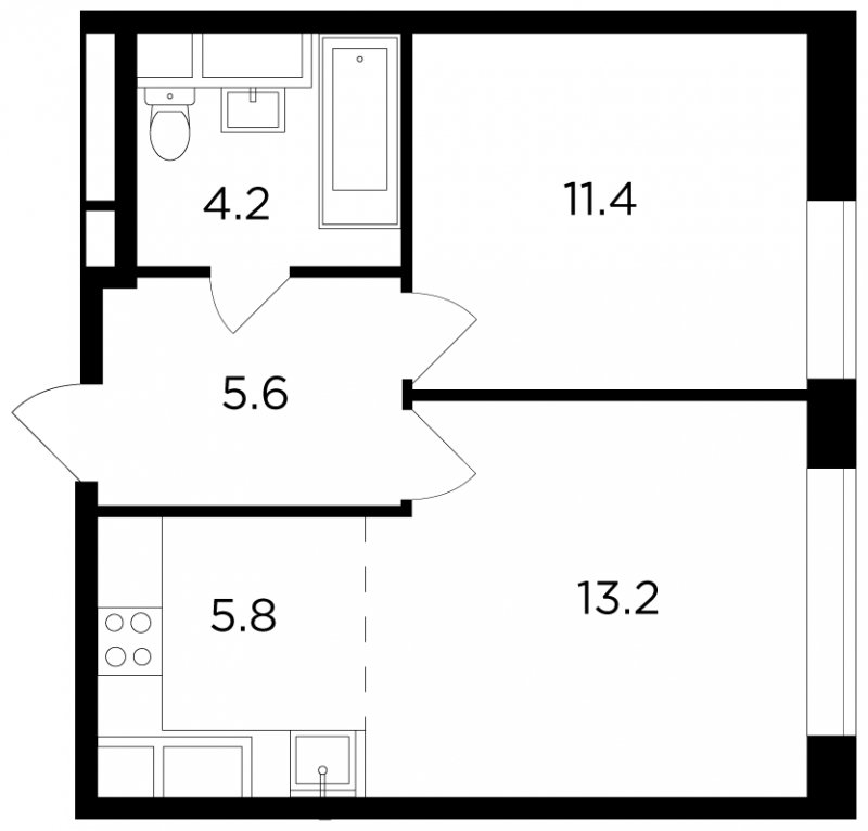 2-комнатная квартира (евро) без отделки, 40.15 м2, 9 этаж, дом сдан, ЖК Филатов Луг, корпус 3 - объявление 1958269 - фото №1