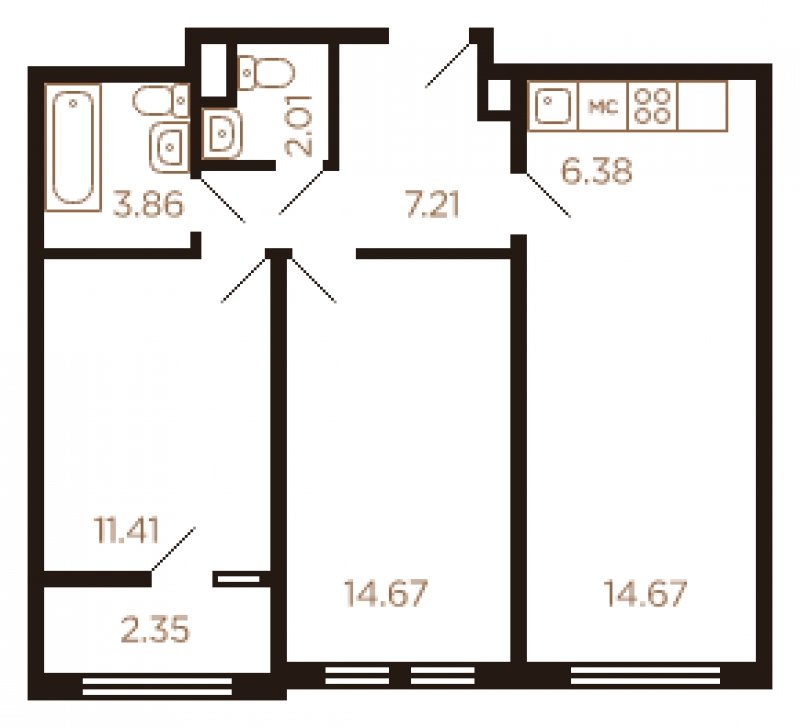 3-комнатная квартира с полной отделкой, 62 м2, 2 этаж, дом сдан, ЖК Миниполис Рафинад, корпус 10 - объявление 1464089 - фото №1