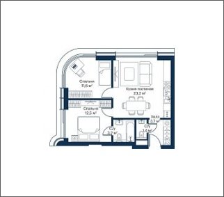 2-комнатная квартира с частичной отделкой, 55.6 м2, 18 этаж, сдача 4 квартал 2023 г., ЖК City Bay, корпус Atlantic Ocean 2 - объявление 1832187 - фото №1