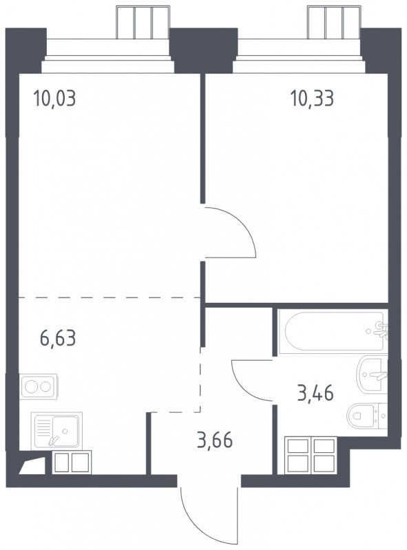 2-комнатные апартаменты с полной отделкой, 34.11 м2, 16 этаж, сдача 1 квартал 2023 г., ЖК Тропарево Парк, корпус 1.1 - объявление 1629448 - фото №1