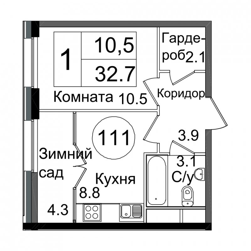 1-комнатная квартира с частичной отделкой, 31.9 м2, 19 этаж, дом сдан, ЖК Сиреневый Парк, корпус 71 - объявление 1533570 - фото №1