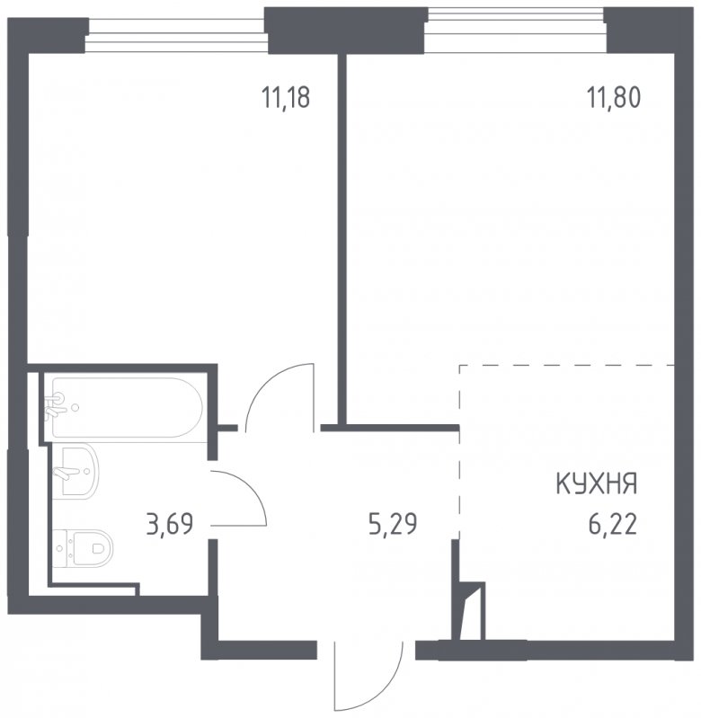 2-комнатная квартира с полной отделкой, 38.18 м2, 4 этаж, сдача 4 квартал 2023 г., ЖК Остафьево, корпус 11.2 - объявление 1744610 - фото №1