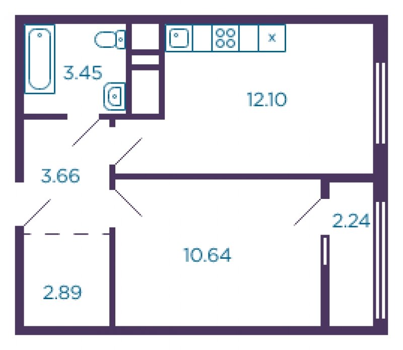 2-комнатная квартира без отделки, 32.7 м2, 8 этаж, дом сдан, ЖК Миниполис Дивное, корпус 15 - объявление 1860684 - фото №1