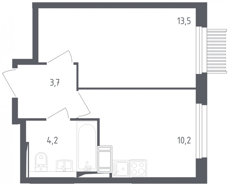 1-комнатная квартира с полной отделкой, 31.6 м2, 14 этаж, сдача 2 квартал 2025 г., ЖК Мытищи Парк, корпус 4 - объявление 1823409 - фото №1