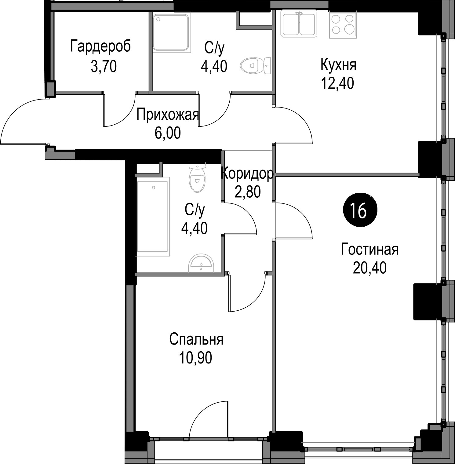 2-комнатная квартира без отделки, 65 м2, 3 этаж, дом сдан, ЖК AFI Park Воронцовский, корпус 5 - объявление 2289329 - фото №1