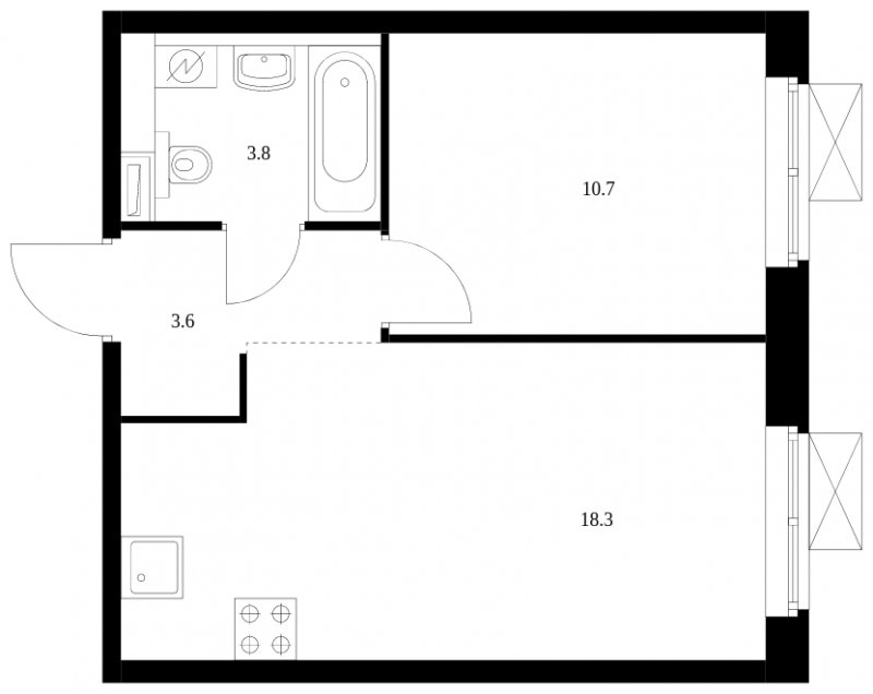 1-комнатная квартира с полной отделкой, 36.4 м2, 25 этаж, сдача 2 квартал 2023 г., ЖК Бусиновский парк, корпус 2.1 - объявление 1522887 - фото №1