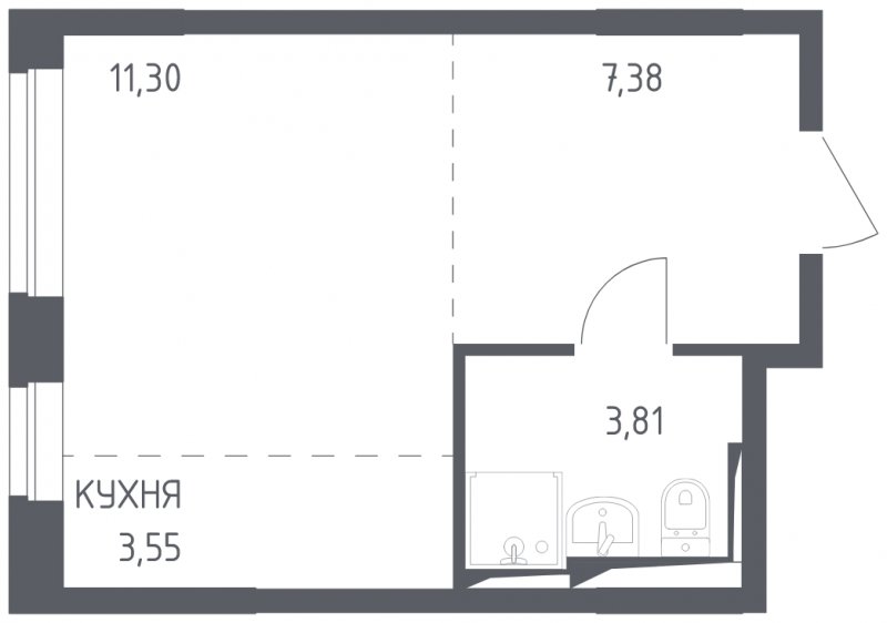 Студия с полной отделкой, 26.04 м2, 10 этаж, сдача 2 квартал 2024 г., ЖК Остафьево, корпус 12.1 - объявление 1805572 - фото №1