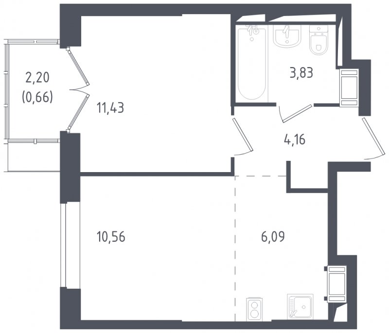 2-комнатная квартира с полной отделкой, 36.73 м2, 10 этаж, сдача 3 квартал 2024 г., ЖК Томилино Парк, корпус 5.1 - объявление 1830065 - фото №1