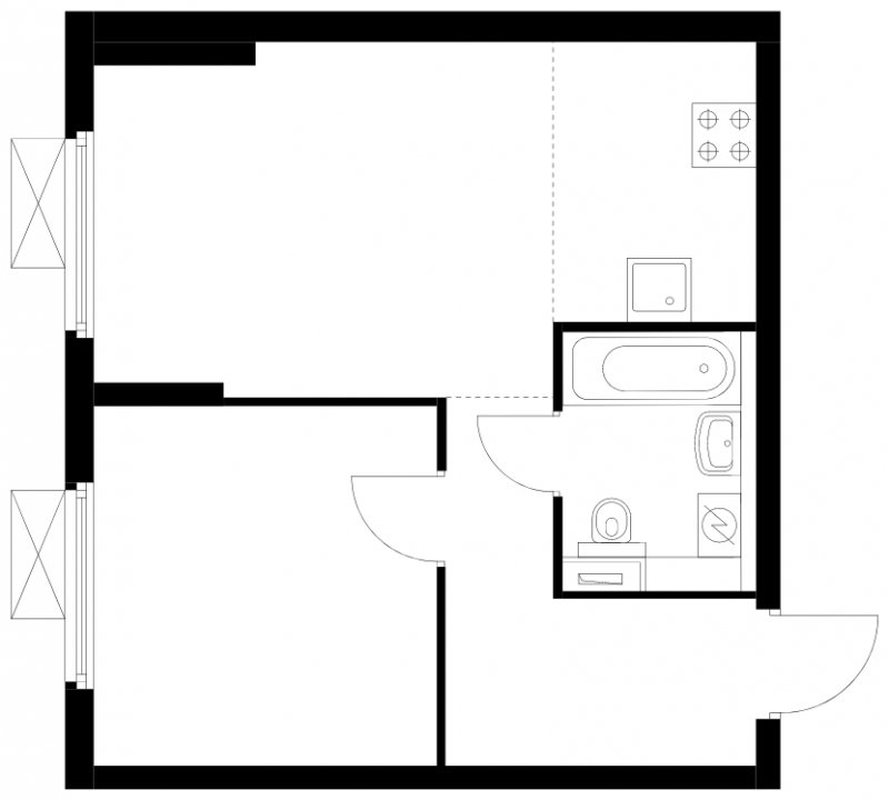 2-комнатная квартира (евро) с полной отделкой, 40.4 м2, 2 этаж, сдача 4 квартал 2024 г., ЖК Бунинские луга, корпус 3.4.1 - объявление 1996718 - фото №1