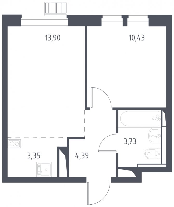 2-комнатная квартира с полной отделкой, 35.8 м2, 2 этаж, сдача 4 квартал 2023 г., ЖК Большое Путилково, корпус 22 - объявление 1805307 - фото №1