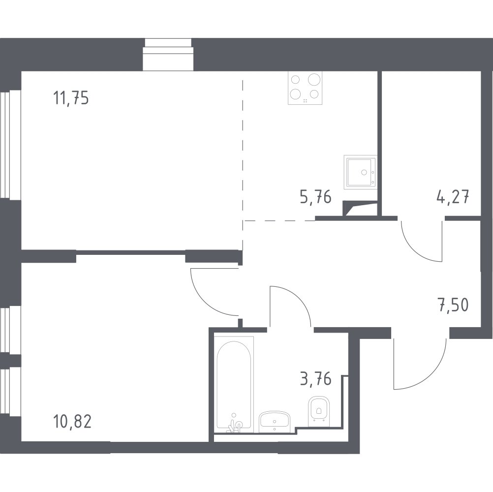 2-комнатная квартира с полной отделкой, 43.86 м2, 4 этаж, сдача 1 квартал 2025 г., ЖК Остафьево, корпус 19 - объявление 2138862 - фото №1