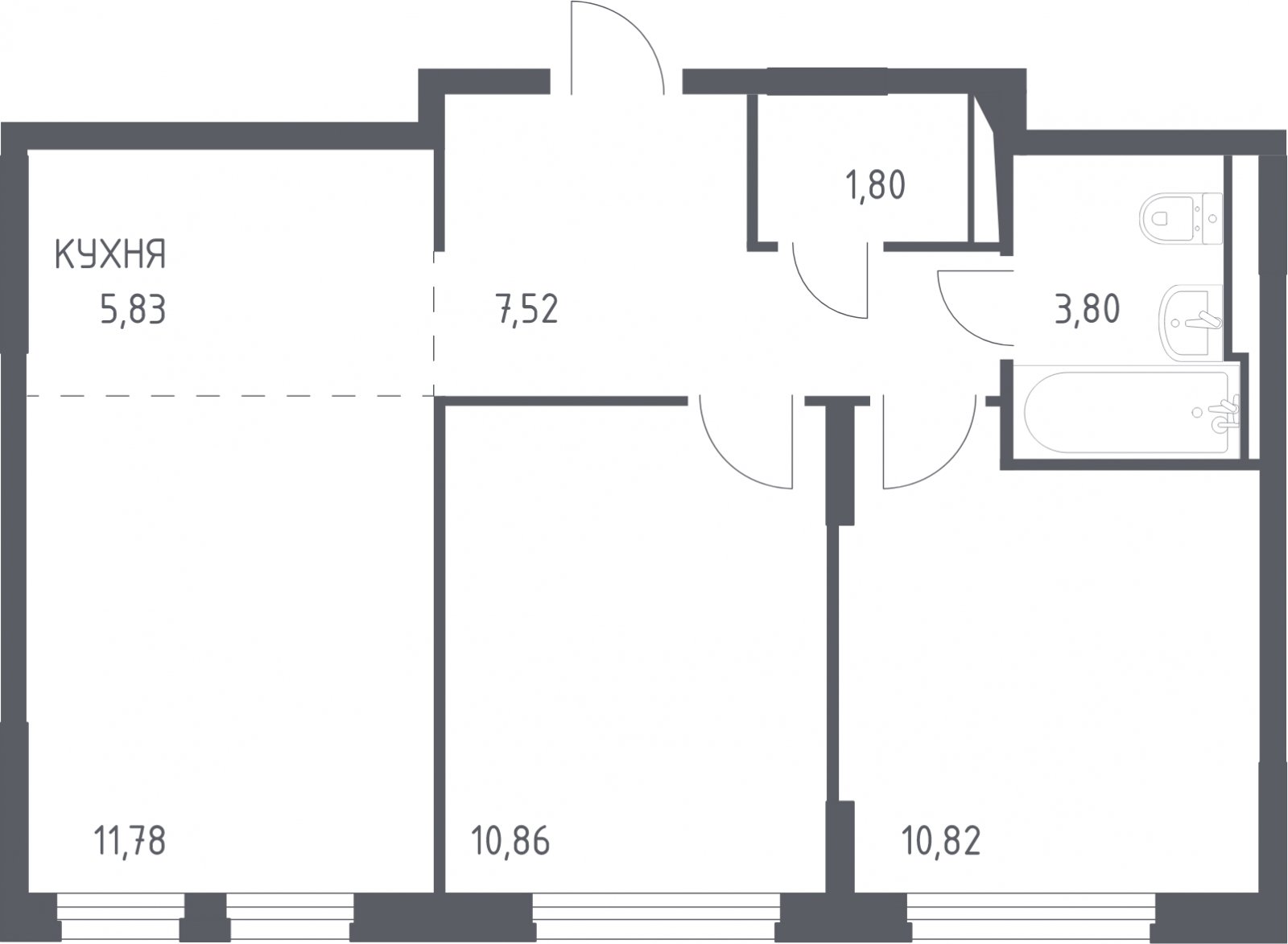 3-комнатная квартира с полной отделкой, 52.41 м2, 13 этаж, сдача 4 квартал 2023 г., ЖК Остафьево, корпус 11.2 - объявление 2009172 - фото №1