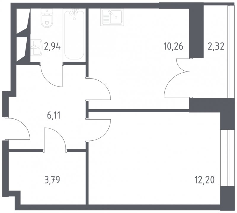 1-комнатные апартаменты с полной отделкой, 37.62 м2, 11 этаж, сдача 3 квартал 2024 г., ЖК Квартал Спутник, корпус 17 - объявление 1862217 - фото №1
