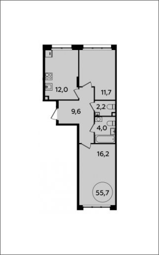2-комнатная квартира с полной отделкой, 55.7 м2, 2 этаж, сдача 4 квартал 2023 г., ЖК Испанские кварталы, корпус 8.2 - объявление 1633570 - фото №1