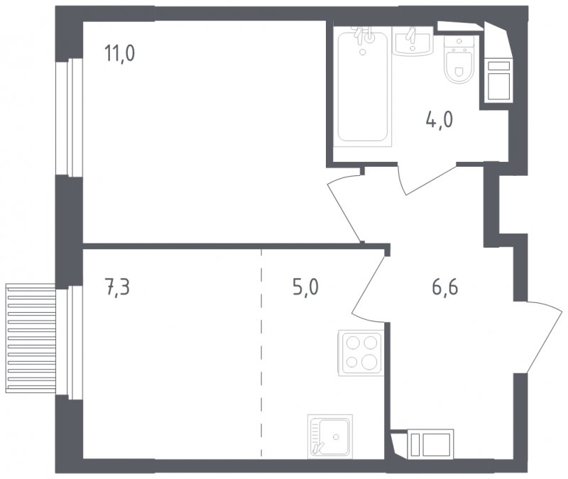 2-комнатная квартира с полной отделкой, 33.9 м2, 12 этаж, сдача 2 квартал 2024 г., ЖК Мытищи Парк, корпус 3 - объявление 1822297 - фото №1