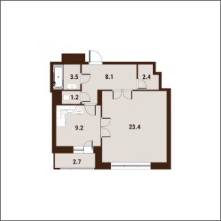 1-комнатная квартира с частичной отделкой, 49.1 м2, 13 этаж, дом сдан, ЖК Вавилов Дом, корпус 1 - объявление 1489059 - фото №1